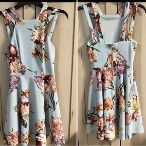 B. Darlin - Size 3/4 - Blue Floral -  Fit & Flare Dress